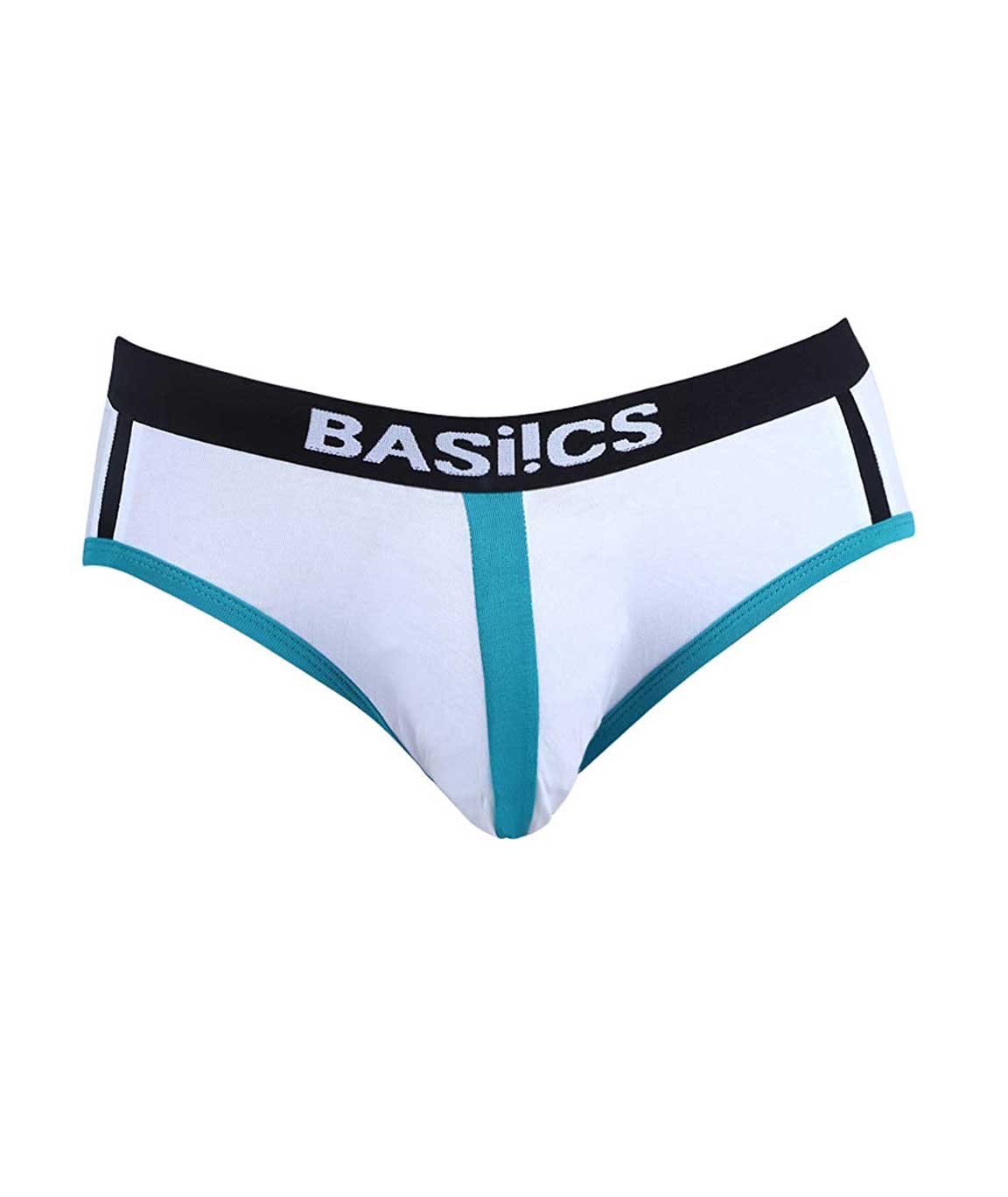 BASIICS by La Intimo Men`s White Cotton Spandex Retro Style Brief