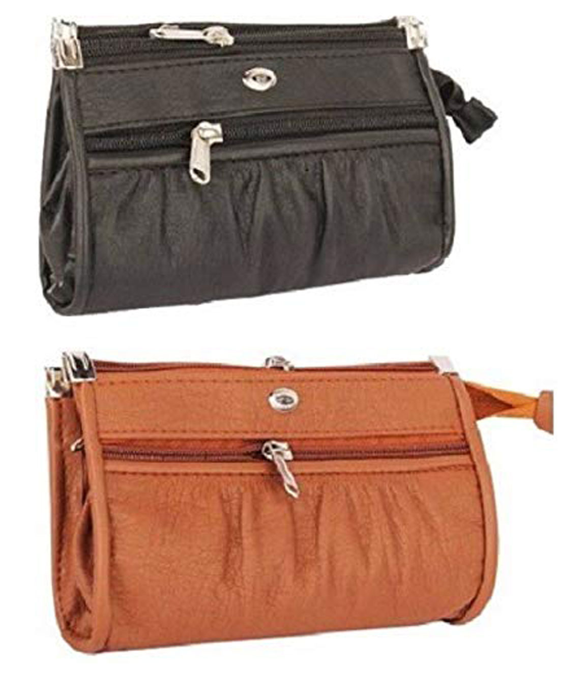 DN Enterprises Womens Wallet/Clutch/Hand Bag/Attractive Casual Purse for Ladies/Girls Combo of 2(black-tan)
