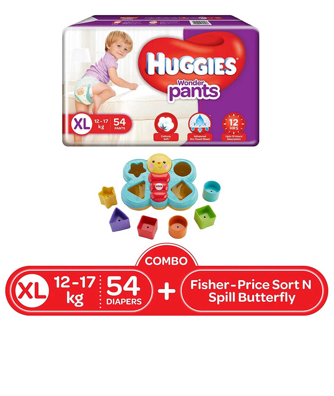 Huggies  Wonder Pants Extra Large Diapers (54) and Fisher-Price Sort N Spill Butterfly5