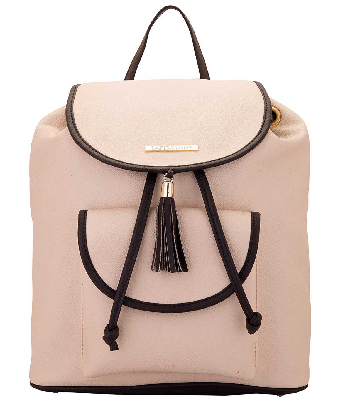 Lapis O Lupo Women`s Backpack Handbag(Off White,Llbp0004Ow)