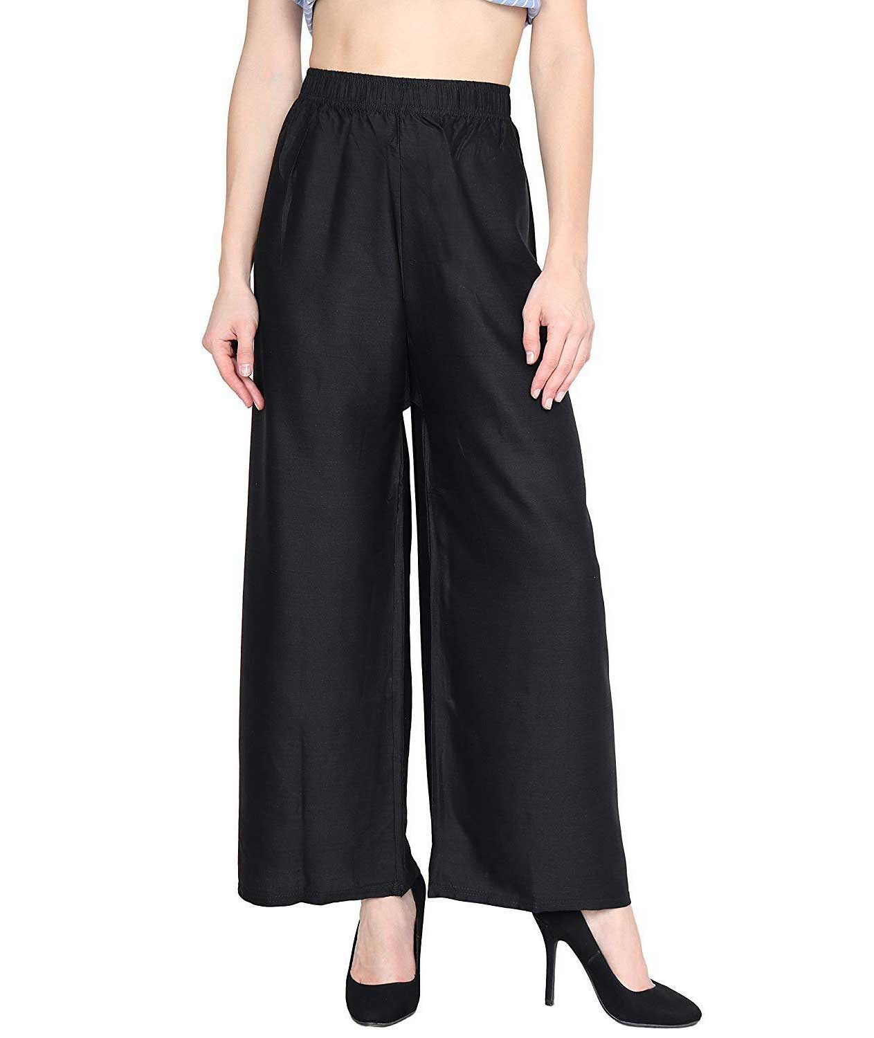  Women`s Rayon Palazzo Pant Black 