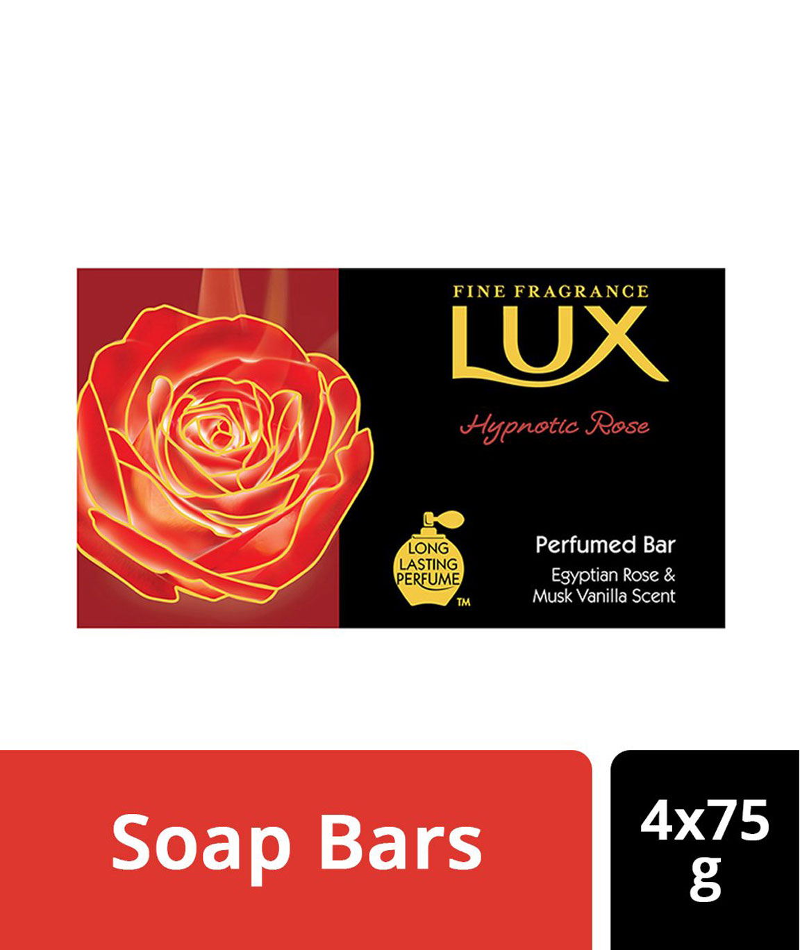 Lux Hypnotic Rose Soap Bar, 75gm (Pack of 4)