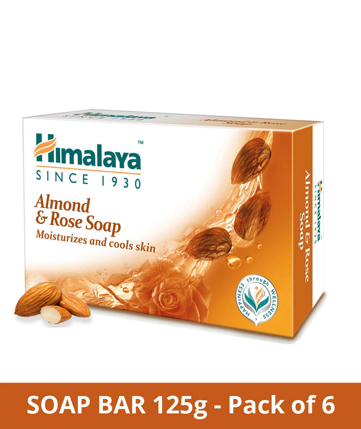 Himalaya Herbals Almond And Rose Soap, 125gm (Pack Of 6)