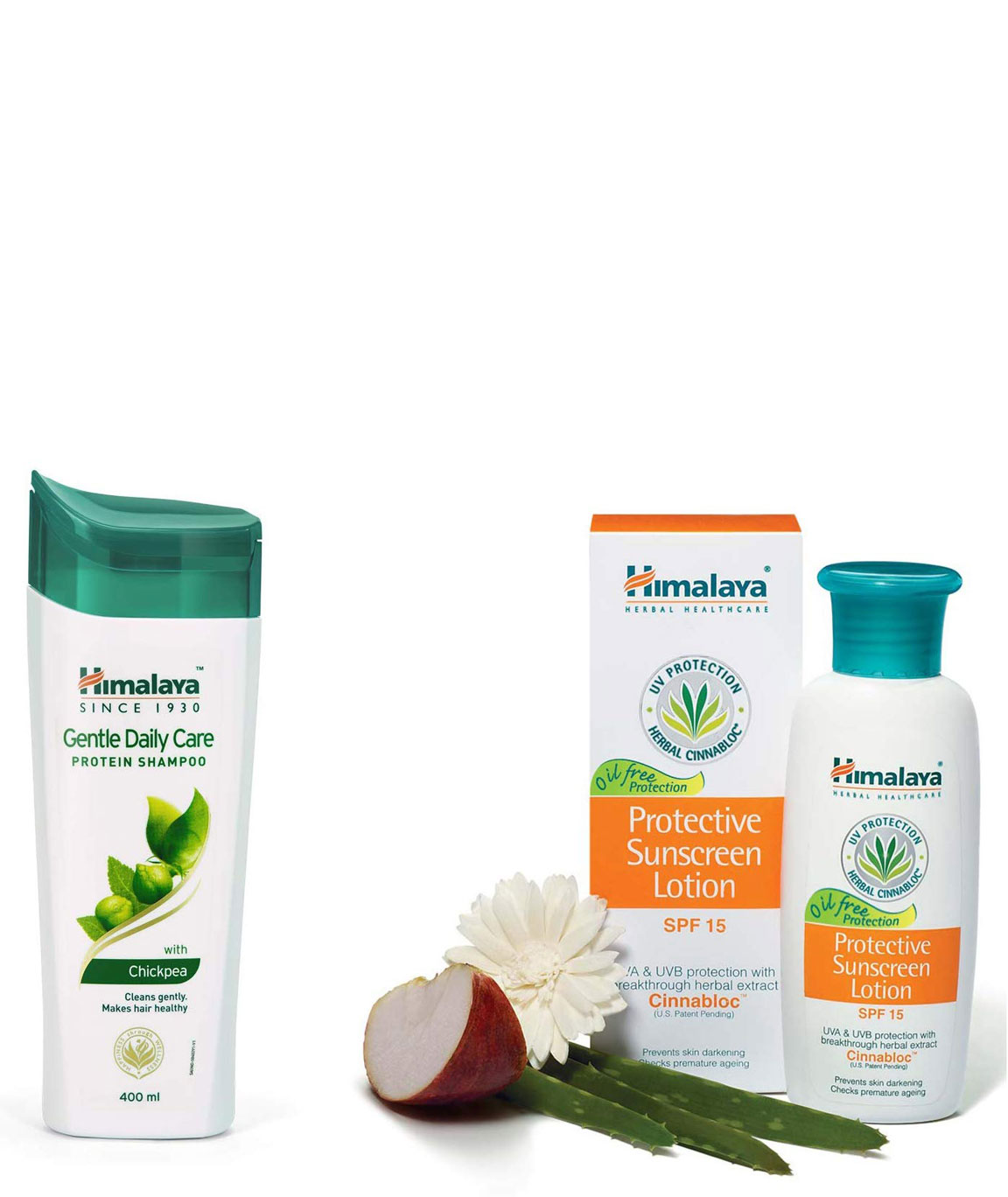Himalaya Herbals Protein Shampoo, Gentle Daily Care, 400ml & Herbals Protective Sunscreen Lotion, 100ml Combo