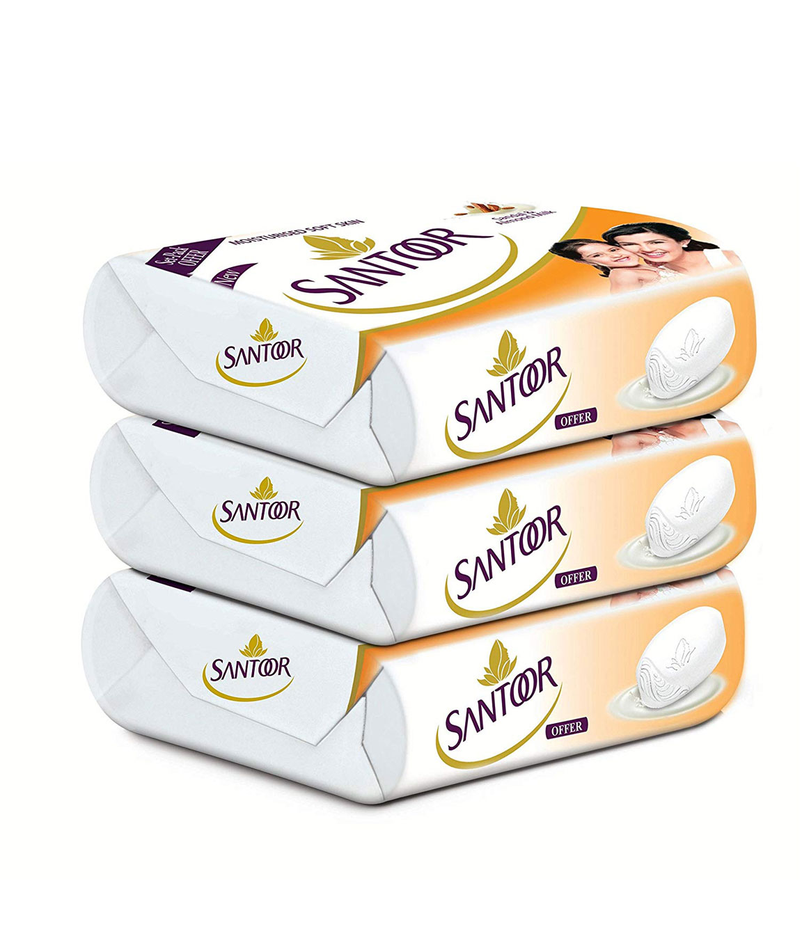 Santoor Sandal and Almond Milk Soap (Pack of 3 soaps 150gm each)