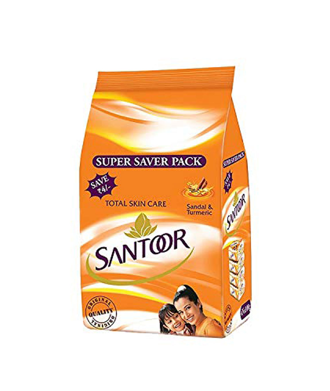 Santoor Sandal and Turmeric Soap Super Saver Pack (Pack of 4 soaps 100gm  each)