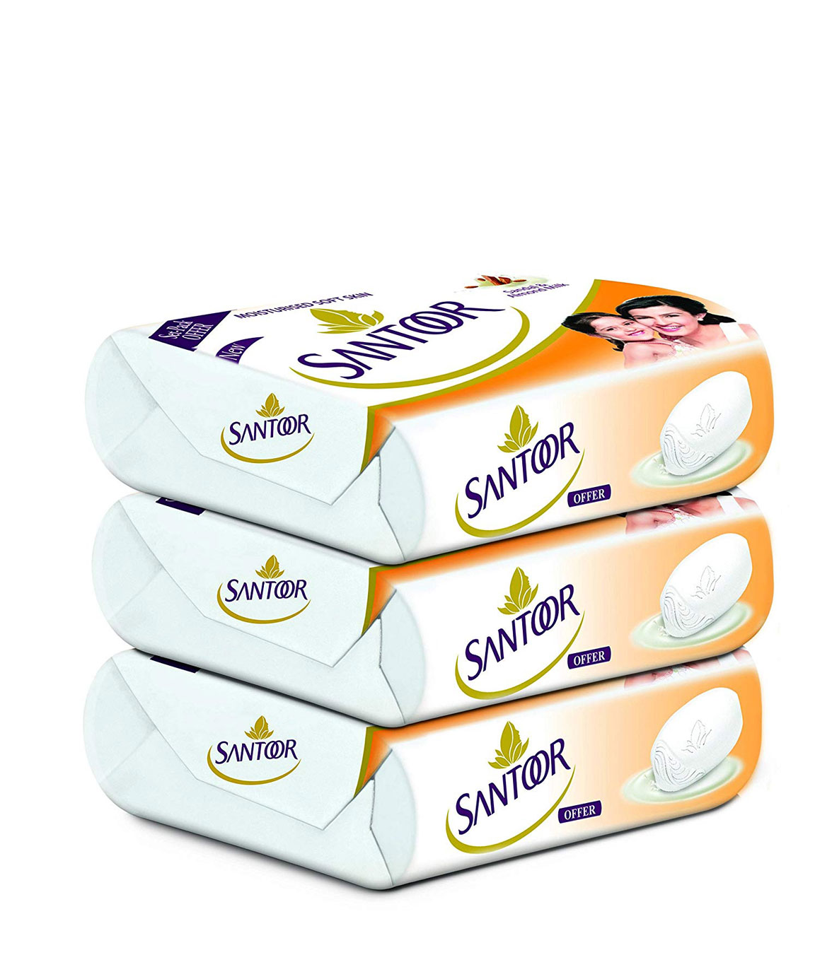 Santoor Sandal and Almond Milk Soap (Pack of 3 soaps 150gm each)