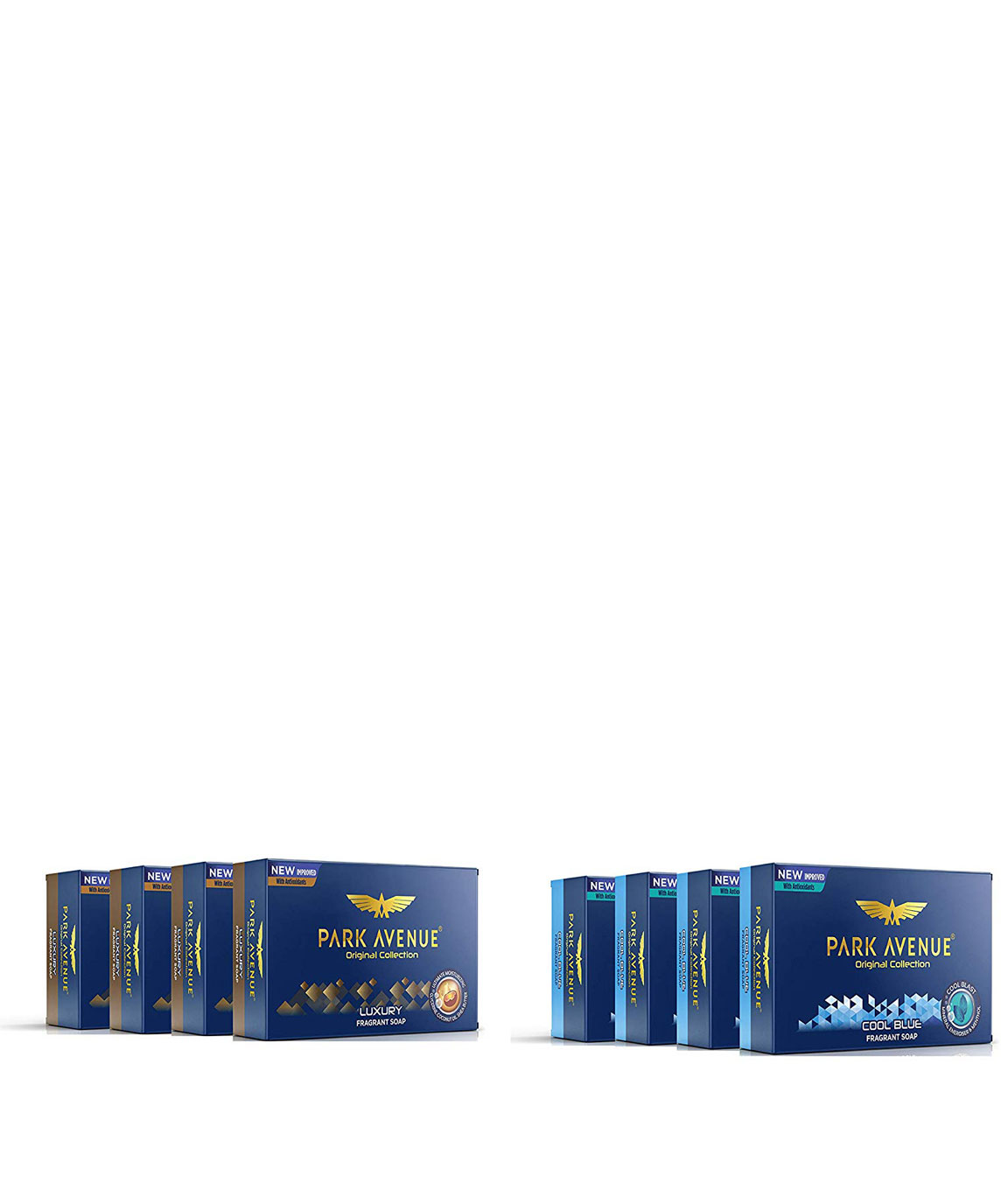 Park Avenue Luxury Fragrant Soap, 125g (Pack Of 4) and Park Avenue Cool Blue Fragrant Soap, 125g (Pack Of 4)