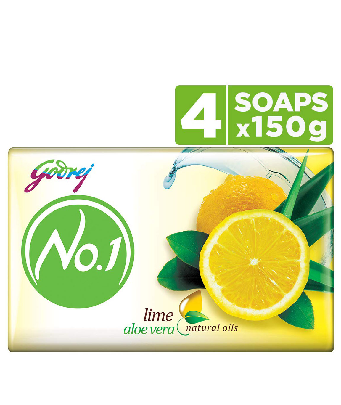 Godrej No.1 Bathing Soap  Lime & Aloe Vera, 150gm (Pack of 4)