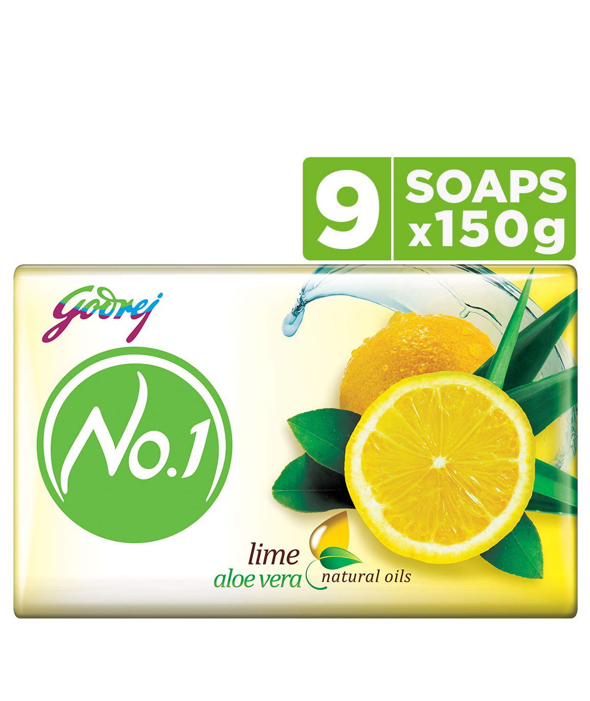 Godrej No.1 Bathing Soap Lime & Aloe Vera, 150gm(Pack of 9)