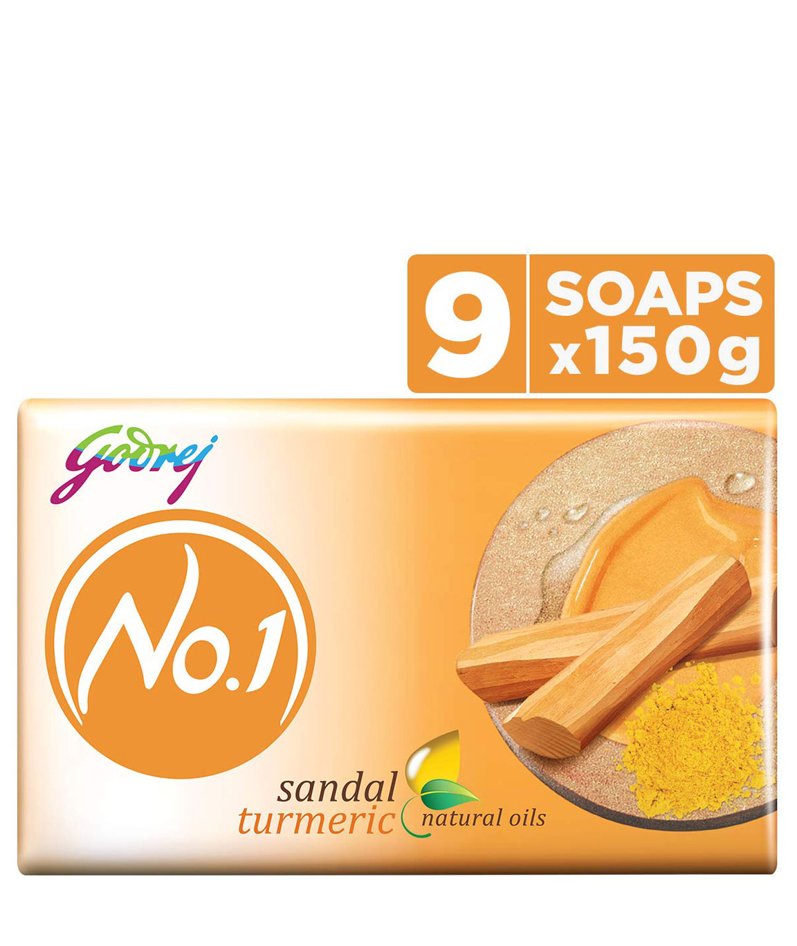 Godrej No.1 Bathing Soap  Sandal & Turmeric, 150gm (Pack of 9)
