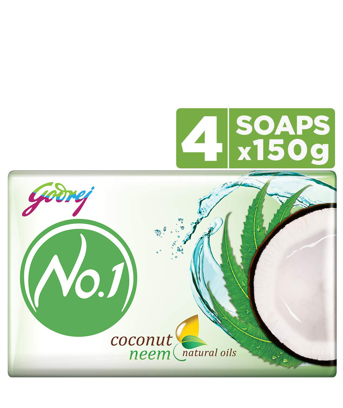 Godrej No.1 Bathing Soap  Coconut & Neem Soap, 150gm (Pack of 4)