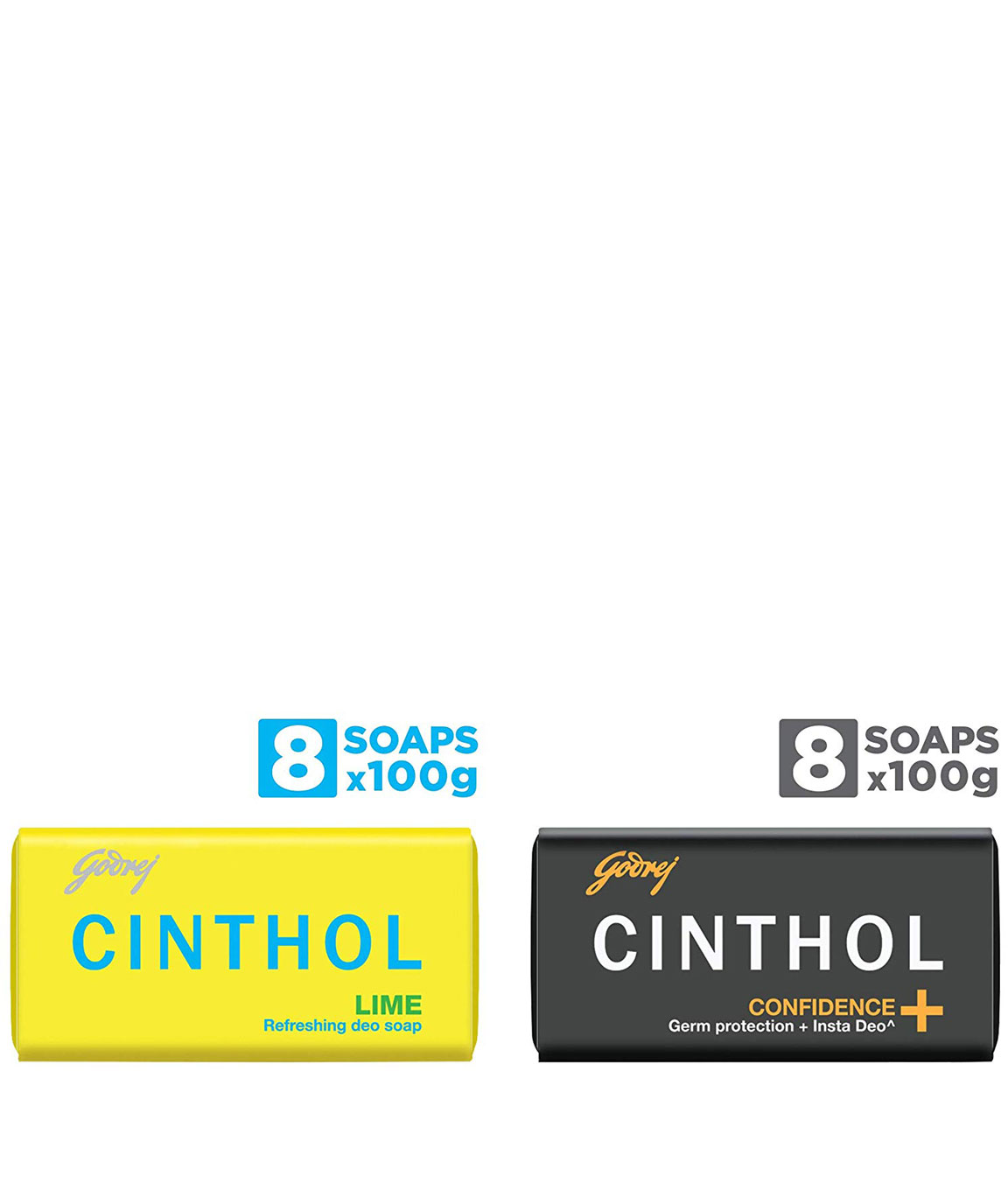 Cinthol Lime Soap, 100gm (Pack of 8) & Confidence+ Soap, 100 gm (Pack of 8) Combo