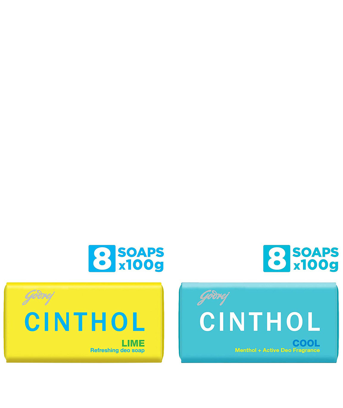 Cinthol Lime Soap, 100gm (Pack of 8) & Cool Soap, 100 gm (Pack of 8) Combo