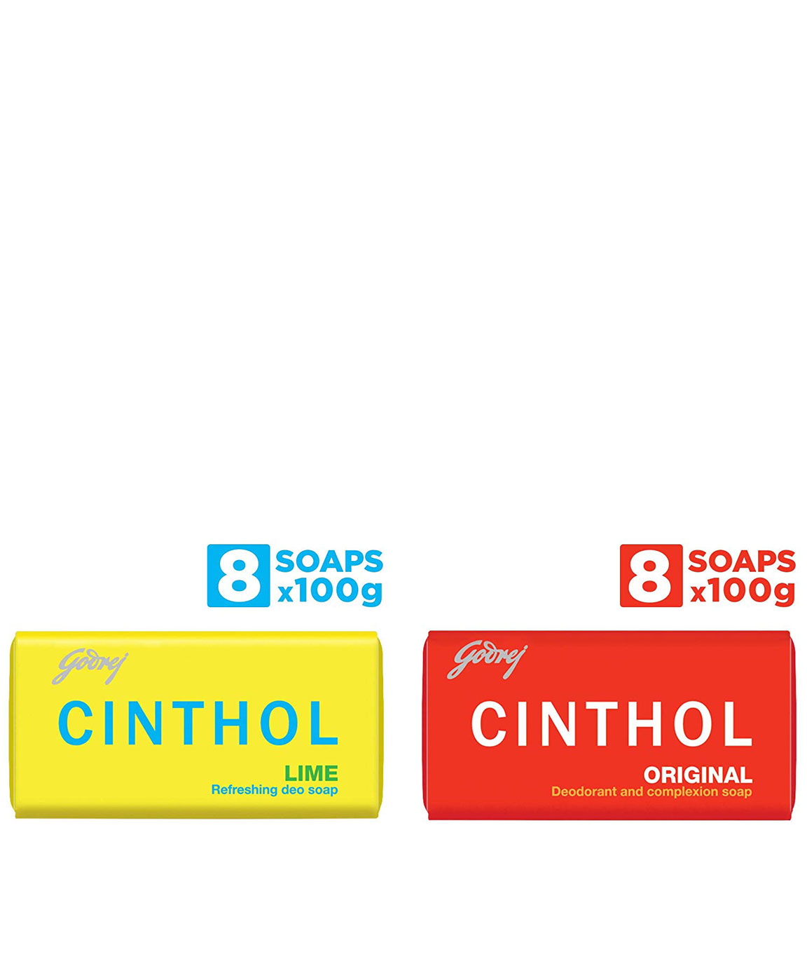 Cinthol Lime Soap, 100gm (Pack of 8) & Original Soap, 100 gm (Pack of 8) Combo