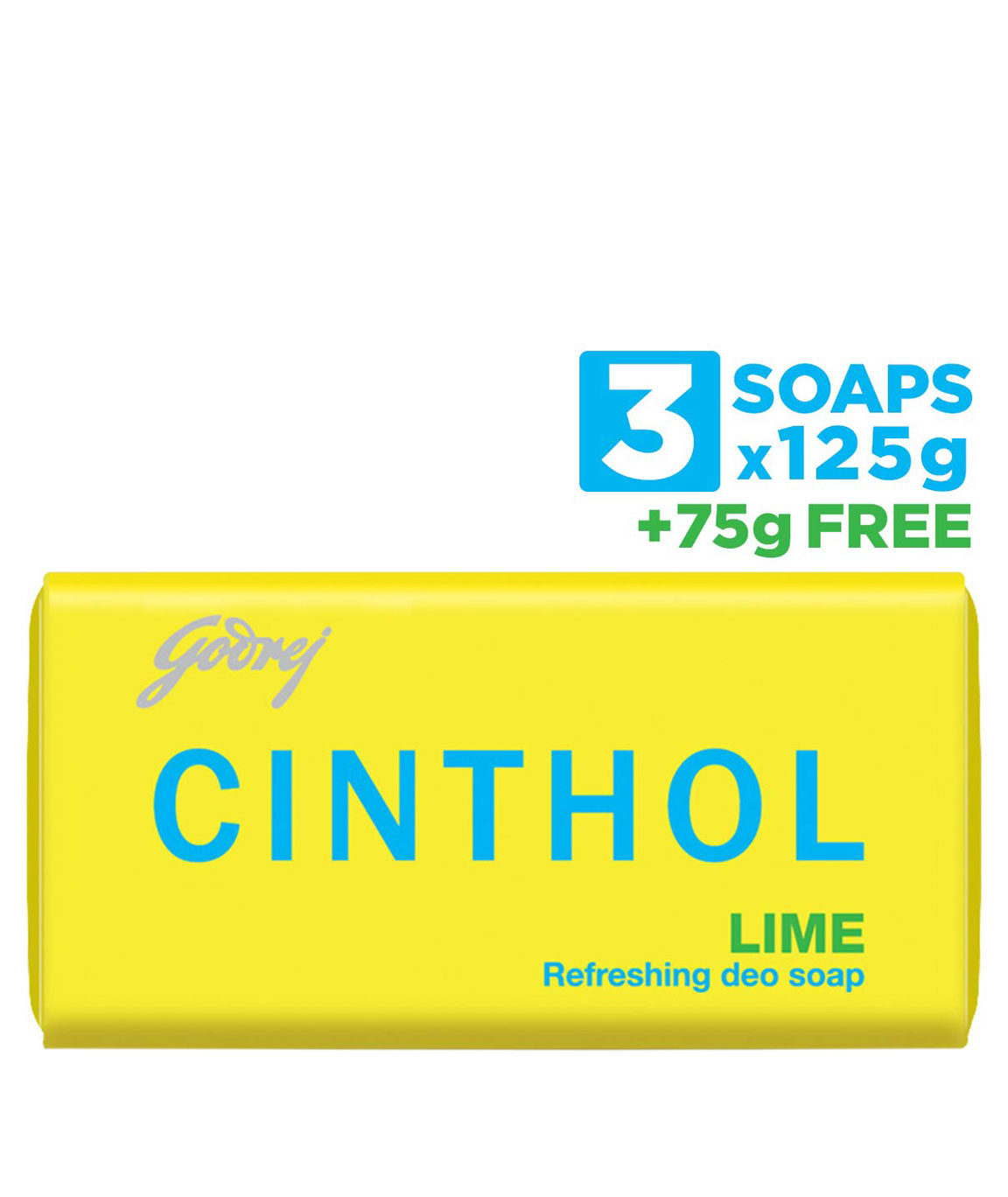Cinthol Lime Bath Soap, 125gm (Pack of 3) + 75gm free