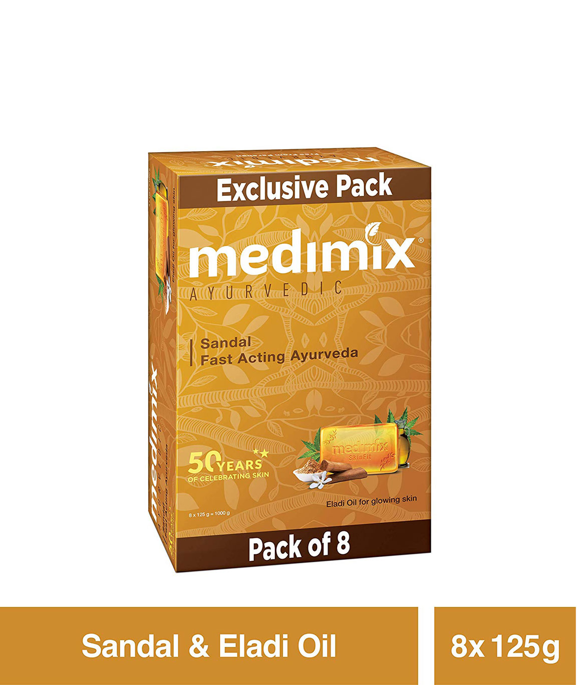 Medimix Ayurvedic Sandal Soap, 125 gm (Pack of 8)