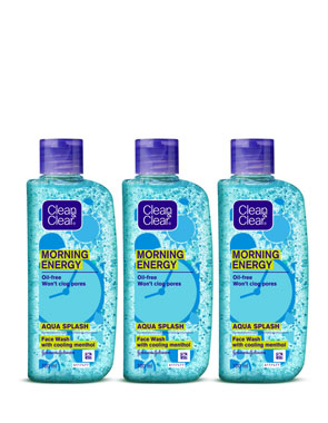 Clean & Clear Morning Energy Aqua Splash, Blue, 100 ml (Pack of 3)