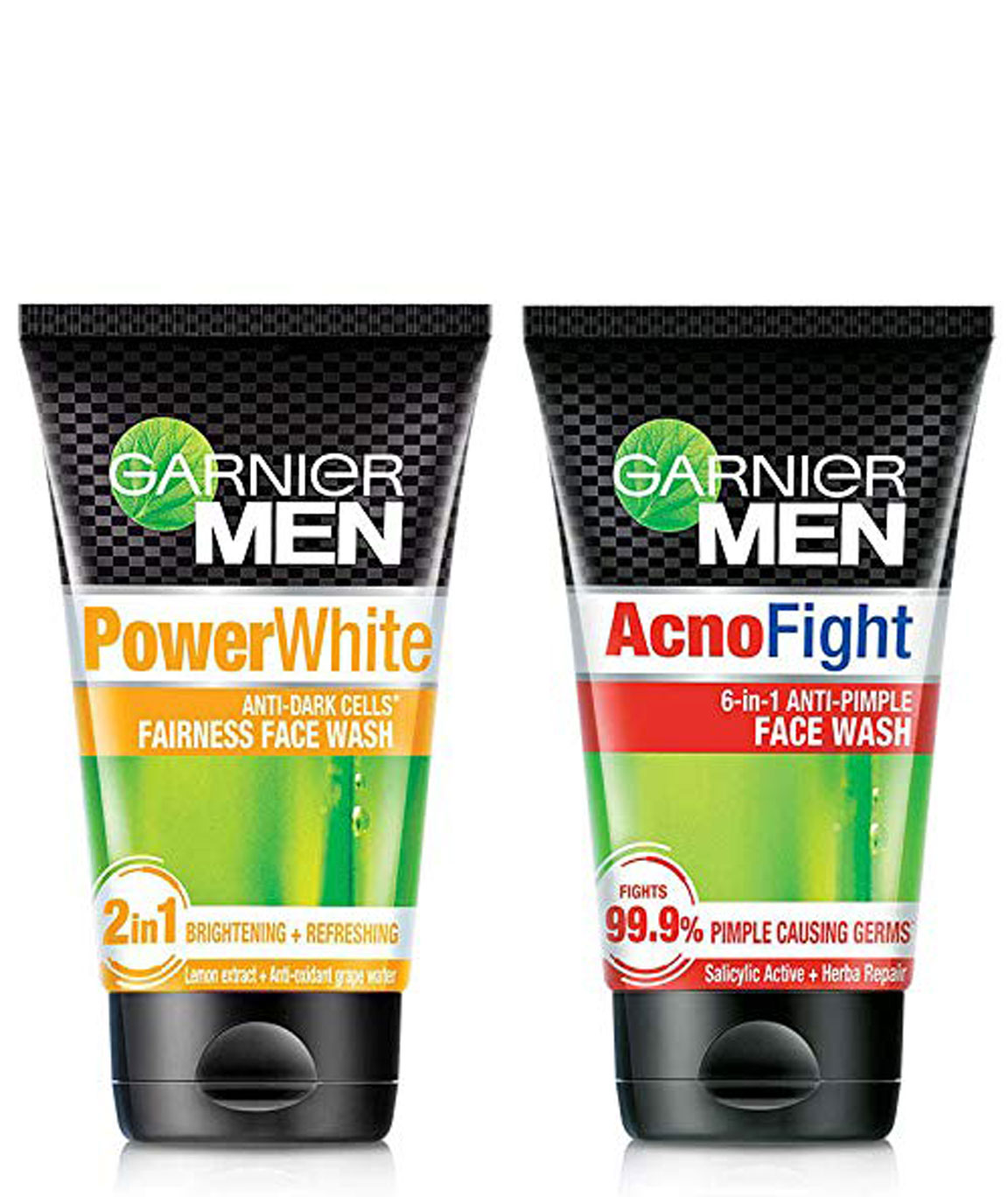 Garnier Men Power White Face Wash, 100gm and Garnier Acno Fight Face Wash for Men, 100 gm