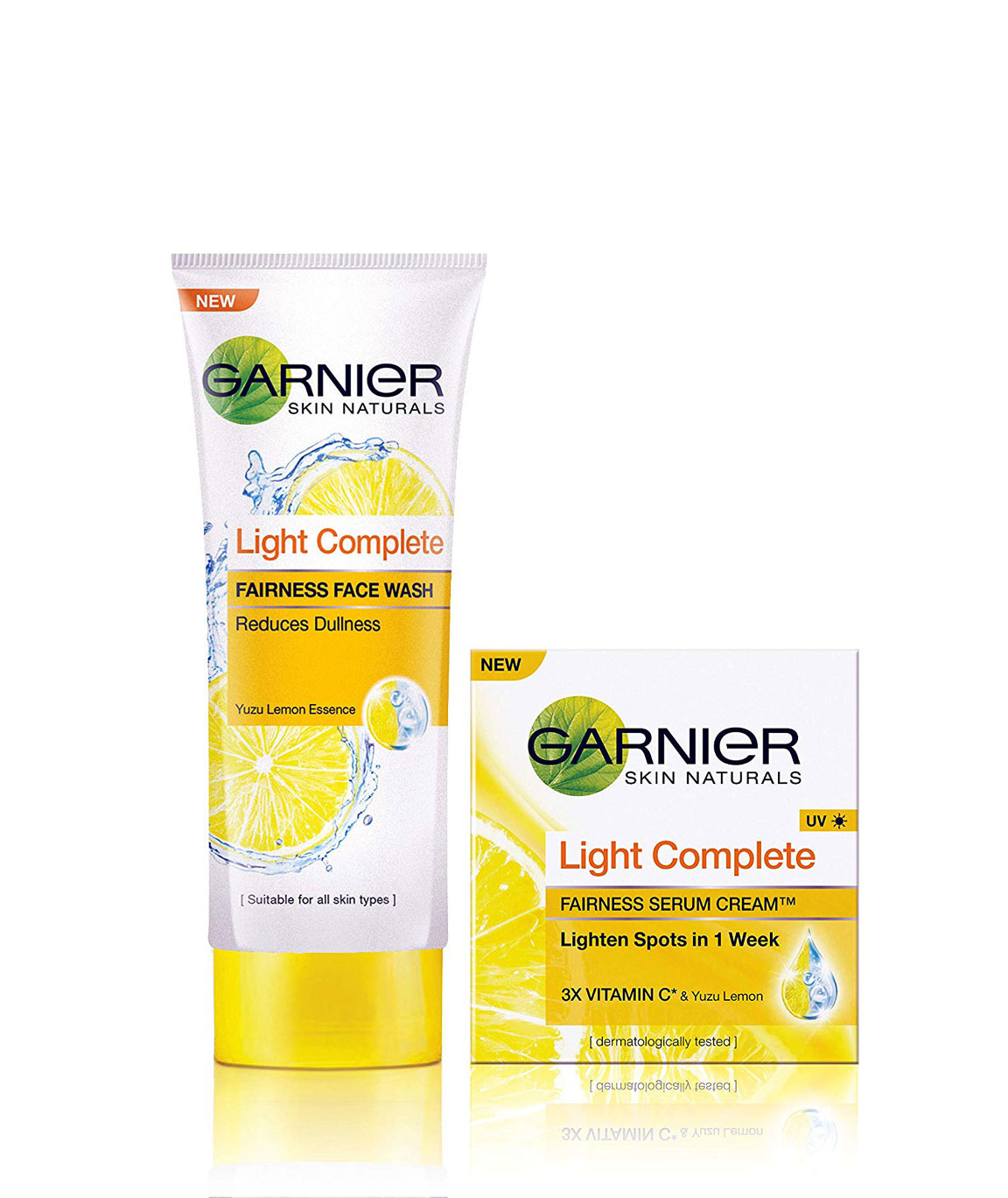 Garnier Skin Naturals Light Complete Facewash & Serum Cream, 95 ml (Pack of 2)