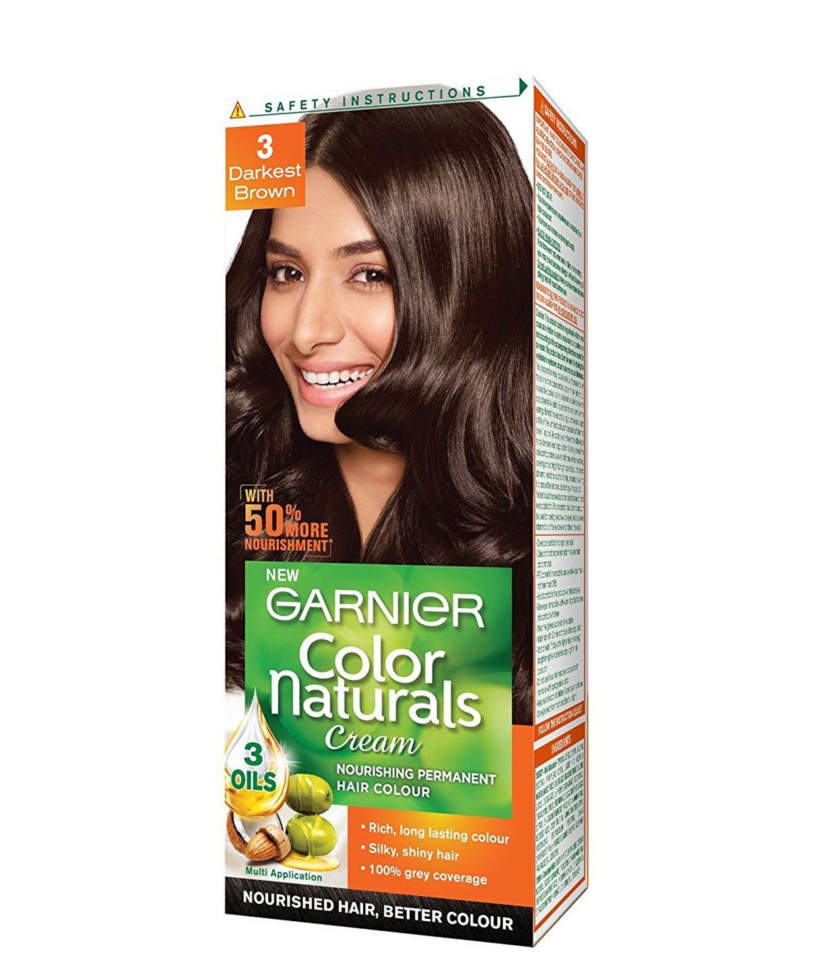 Garnier Color Naturals Nourishing Permanent Hair Colour Cream - Darkest Brown 3 1 Set