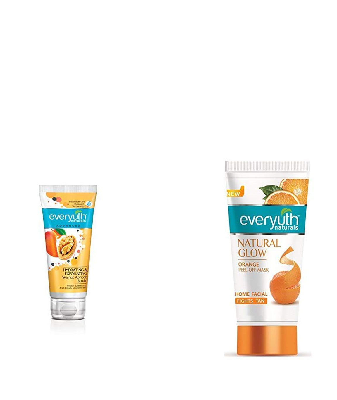Everyuth Naturals Advanced Hydrating and Exfoliating Walnut Apricot Scrub, 100g & Orange Peel Off Skin 90gm Combo