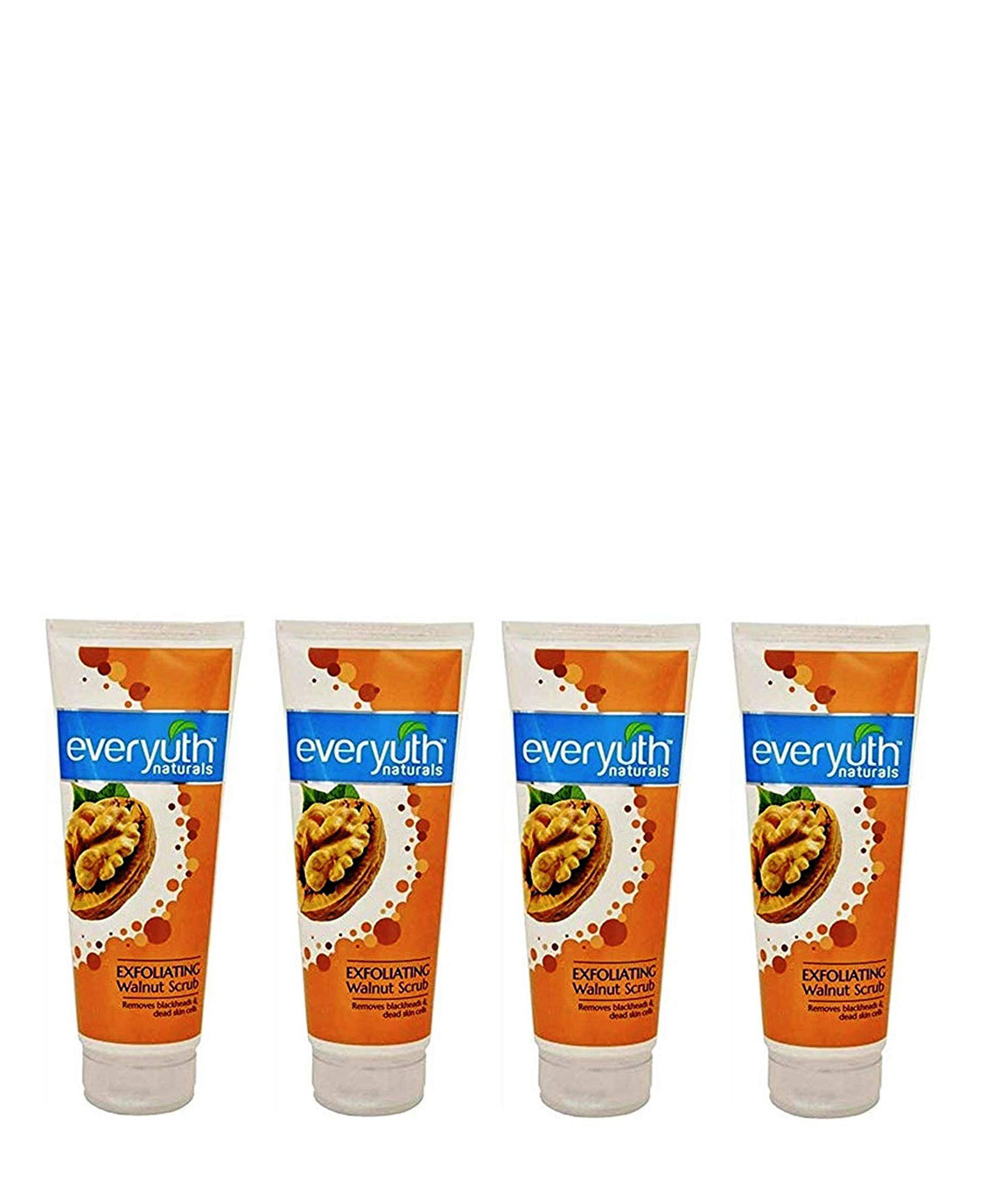 Everyuth Exfoliating Walnut Face Scrub (25 gms x 04 qty), For Blackheads and Dead Skin Cells