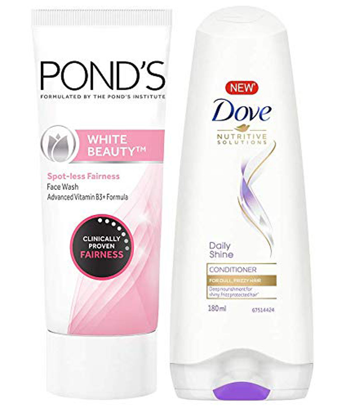 Ponds White Beauty Spot Less Fairness Face Wash, 200 gm & Dove Daily Shine Conditioner, 180ml