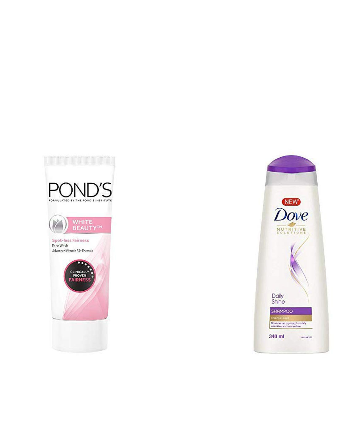 Ponds White Beauty Spot Less Fairness Face Wash, 200 gm & Dove Daily Shine Shampoo, 340ml