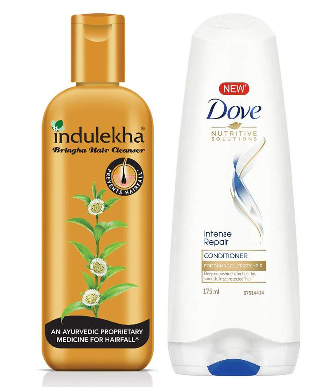 Indulekha Bringha Anti Hair Fall Shampoo, 200ml & Dove Hair Therapy Intense Repair Conditioner, 175ml