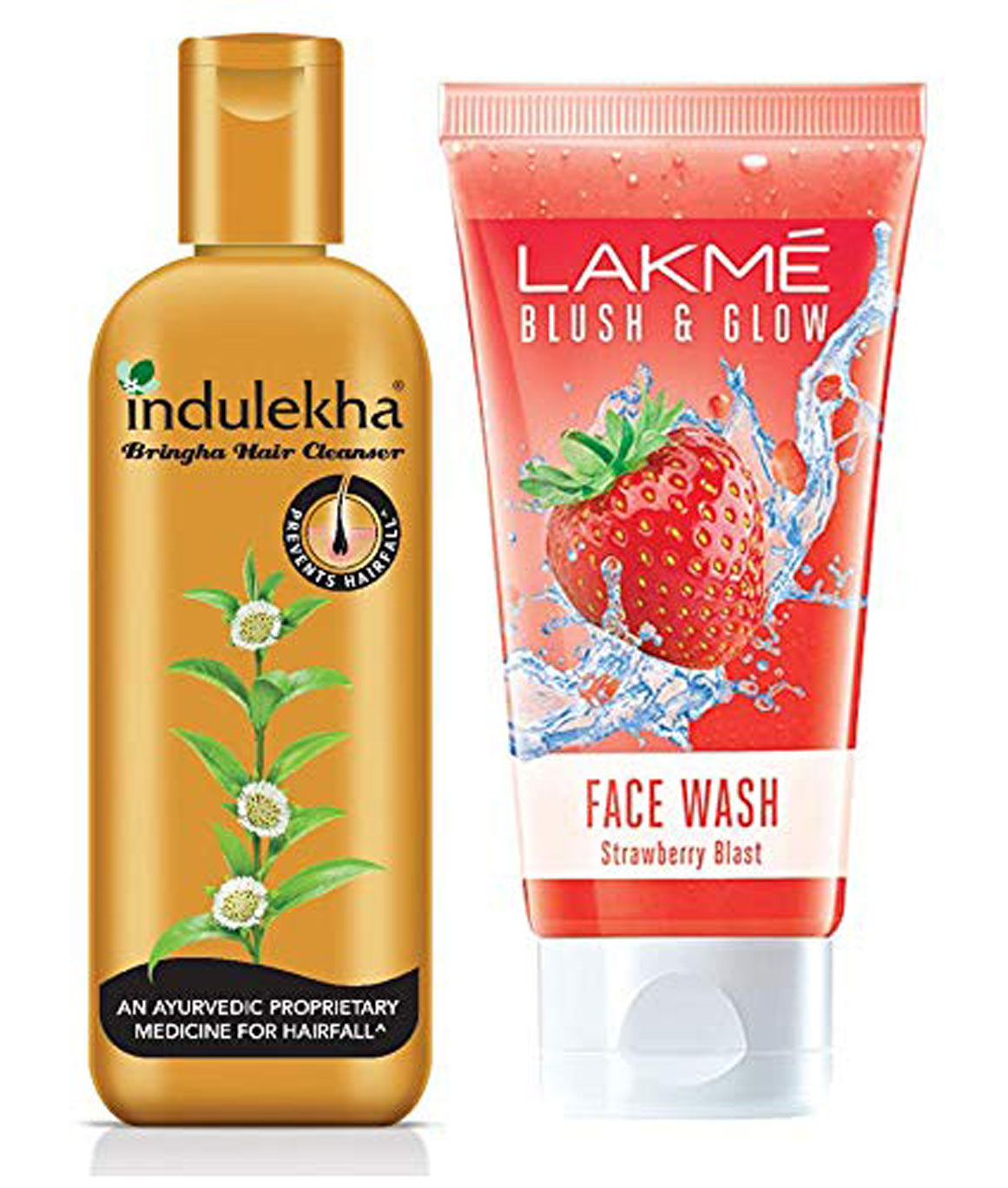 Indulekha Bringha Anti Hair Fall Shampoo, 200ml & Lakm� Blush and Glow Strawberry Gel Face Wash, 100gm