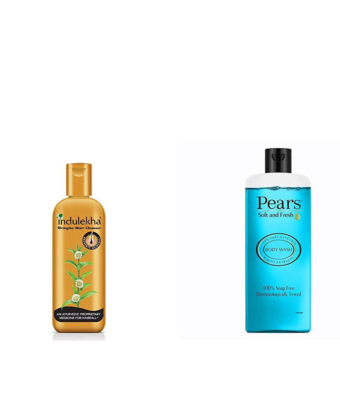 Indulekha Bringha Anti Hair Fall Shampoo, 200ml & Pears Soft and Fresh Shower Gel, 250ml