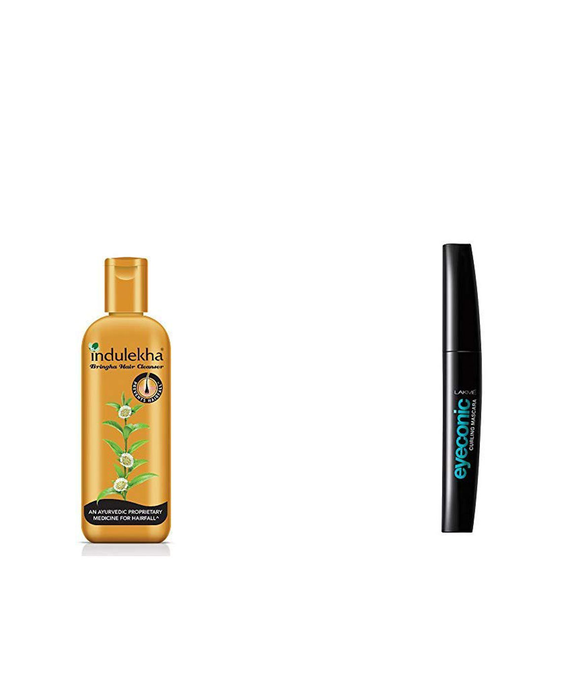 Indulekha Bringha Anti Hair Fall Shampoo, 200ml & Lakme Eyeconic Lash Curling Mascara, Black, 9ml