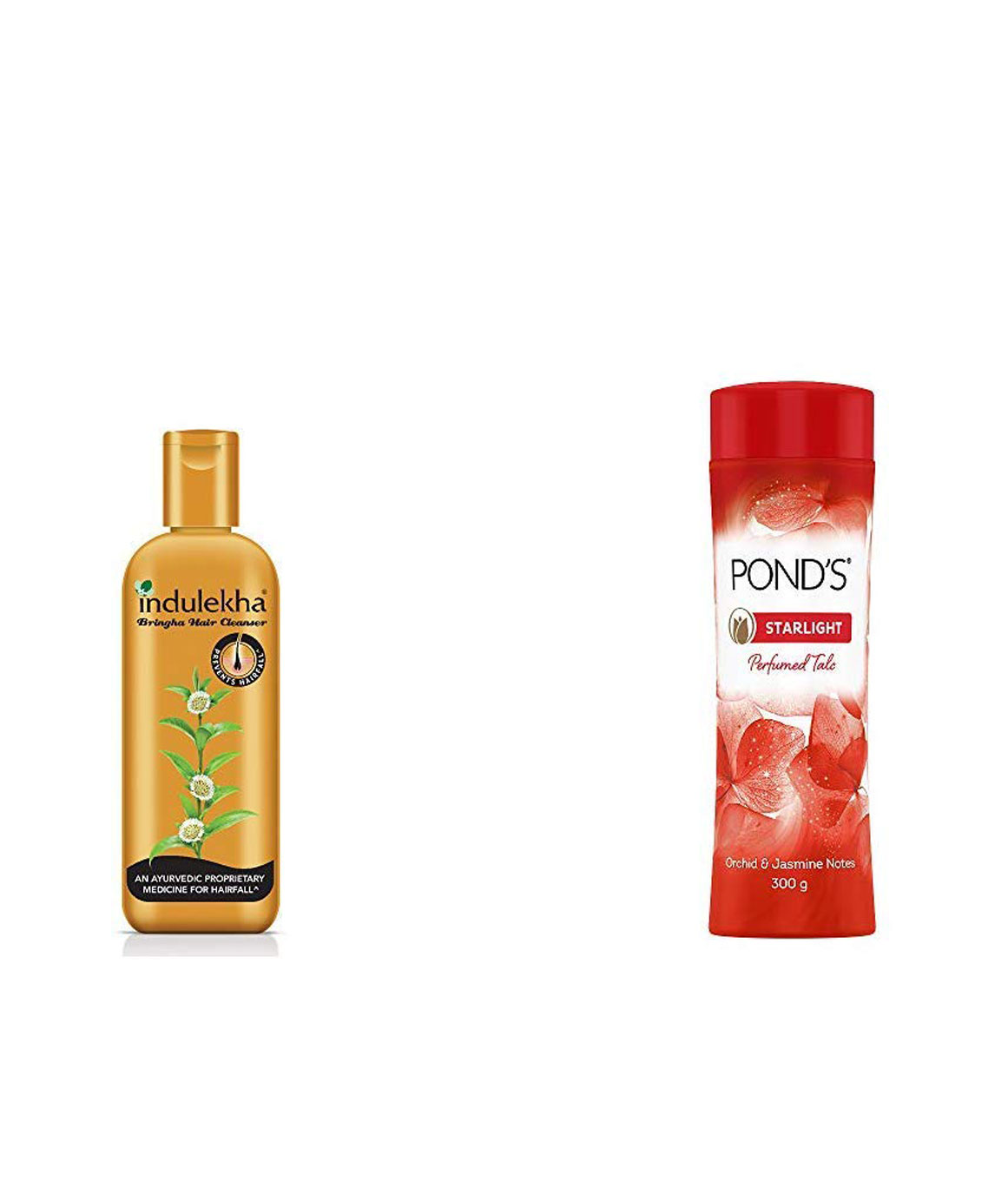 Indulekha Bringha Anti Hair Fall Shampoo, 200ml & Ponds Starlight Talc 300gm