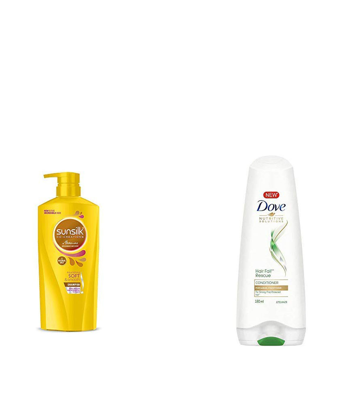 Sunsilk Nourishing Soft & Smooth Shampoo 650ml & Dove Hair Fall Rescue Conditioner, 180ml