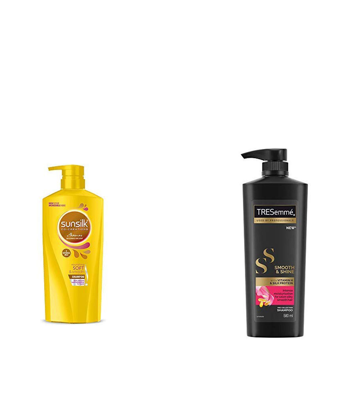 Sunsilk Nourishing Soft & Smooth Shampoo 650ml & TRESemme Smooth and Shine Shampoo, 580ml