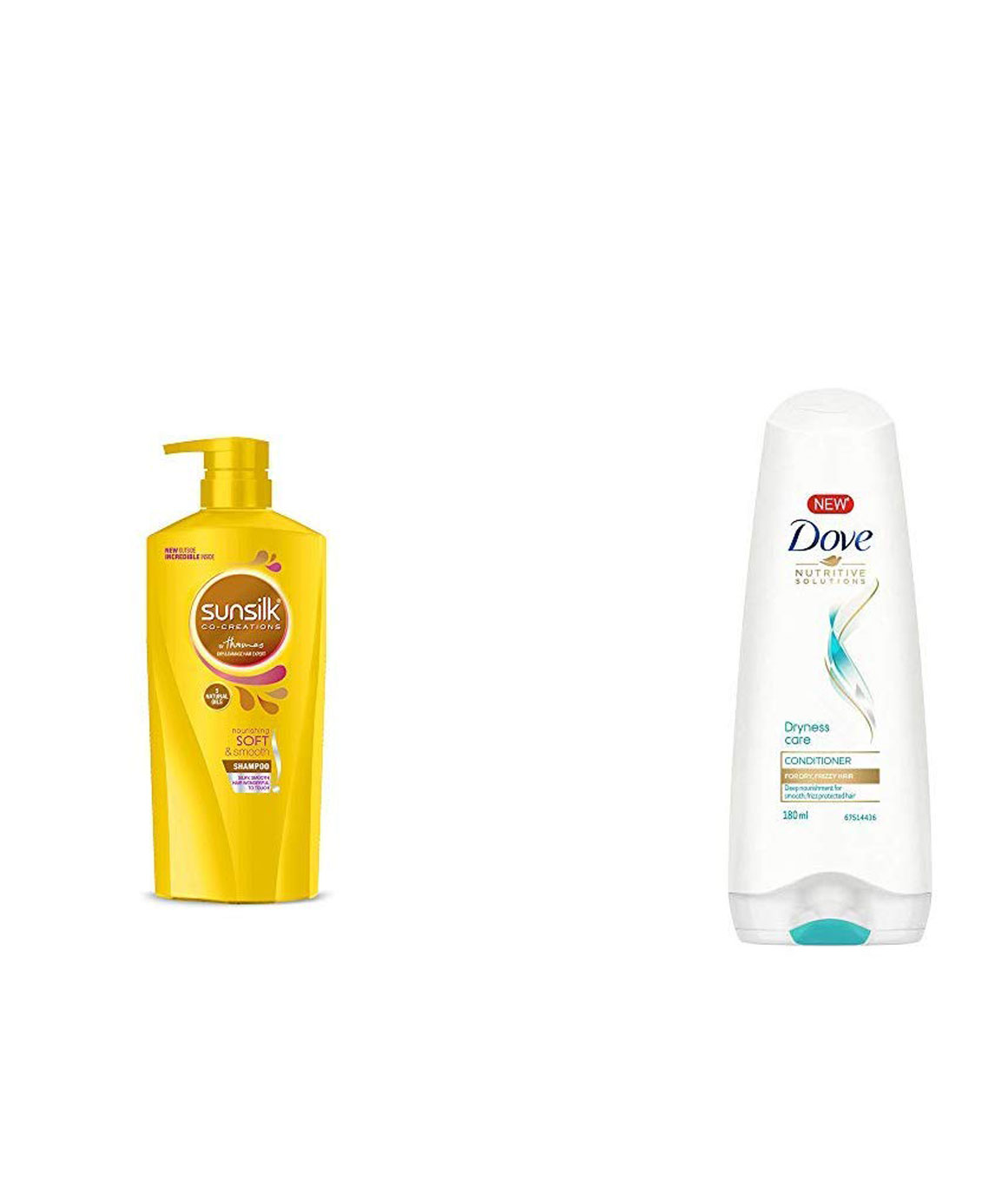 Sunsilk Nourishing Soft & Smooth Shampoo 650ml & Dove Dryness Care Conditioner, 180ml