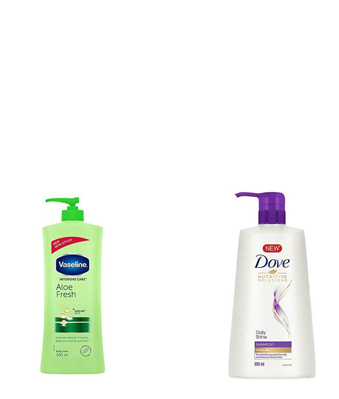 Vaseline Intensive Care Aloe Fresh Body Lotion, 400 ml & Dove Daily Shine Shampoo, 650ml