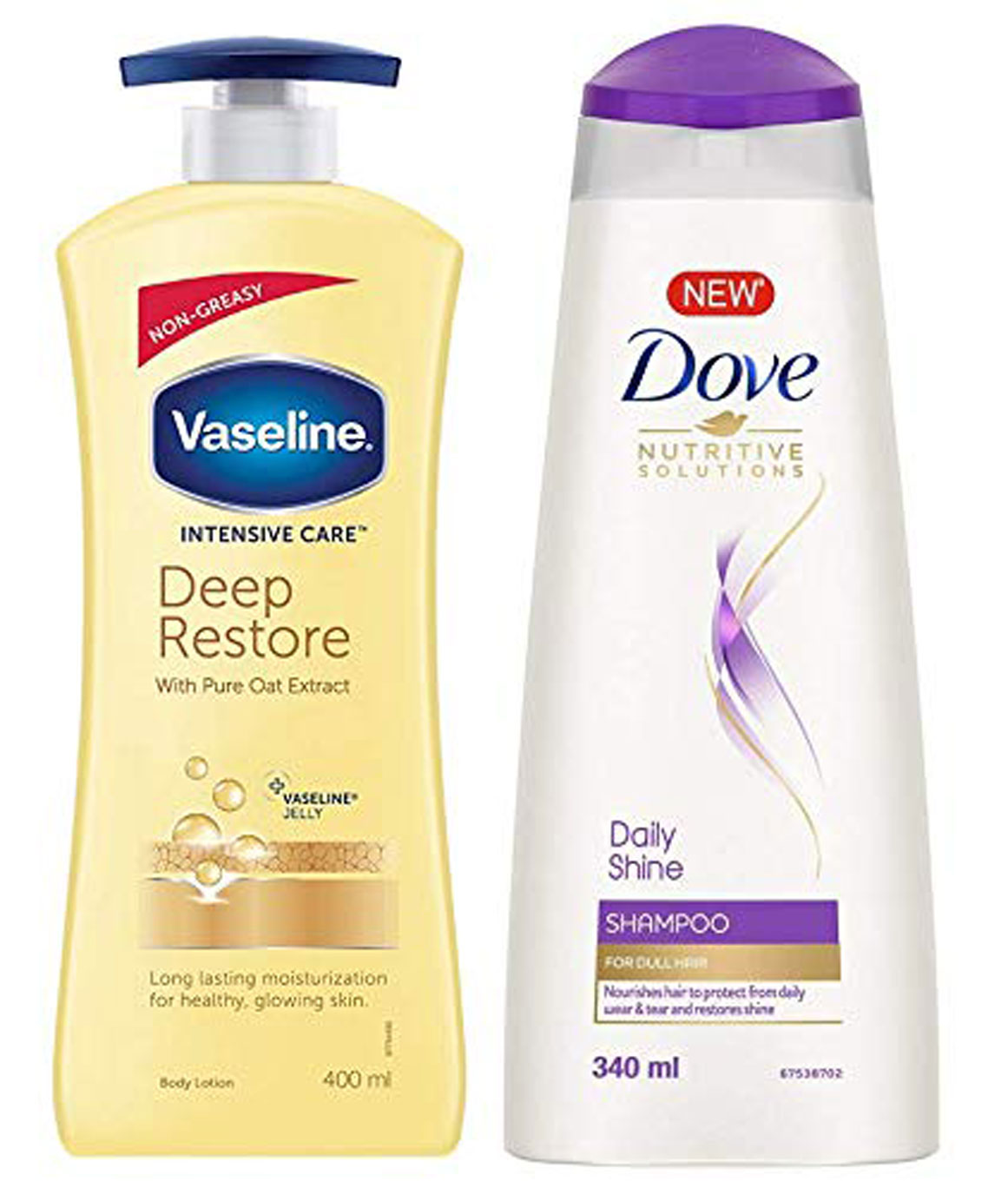 Vaseline Intensive Care Deep Restore Body Lotion, 400 ml & Dove Daily Shine Shampoo, 340ml
