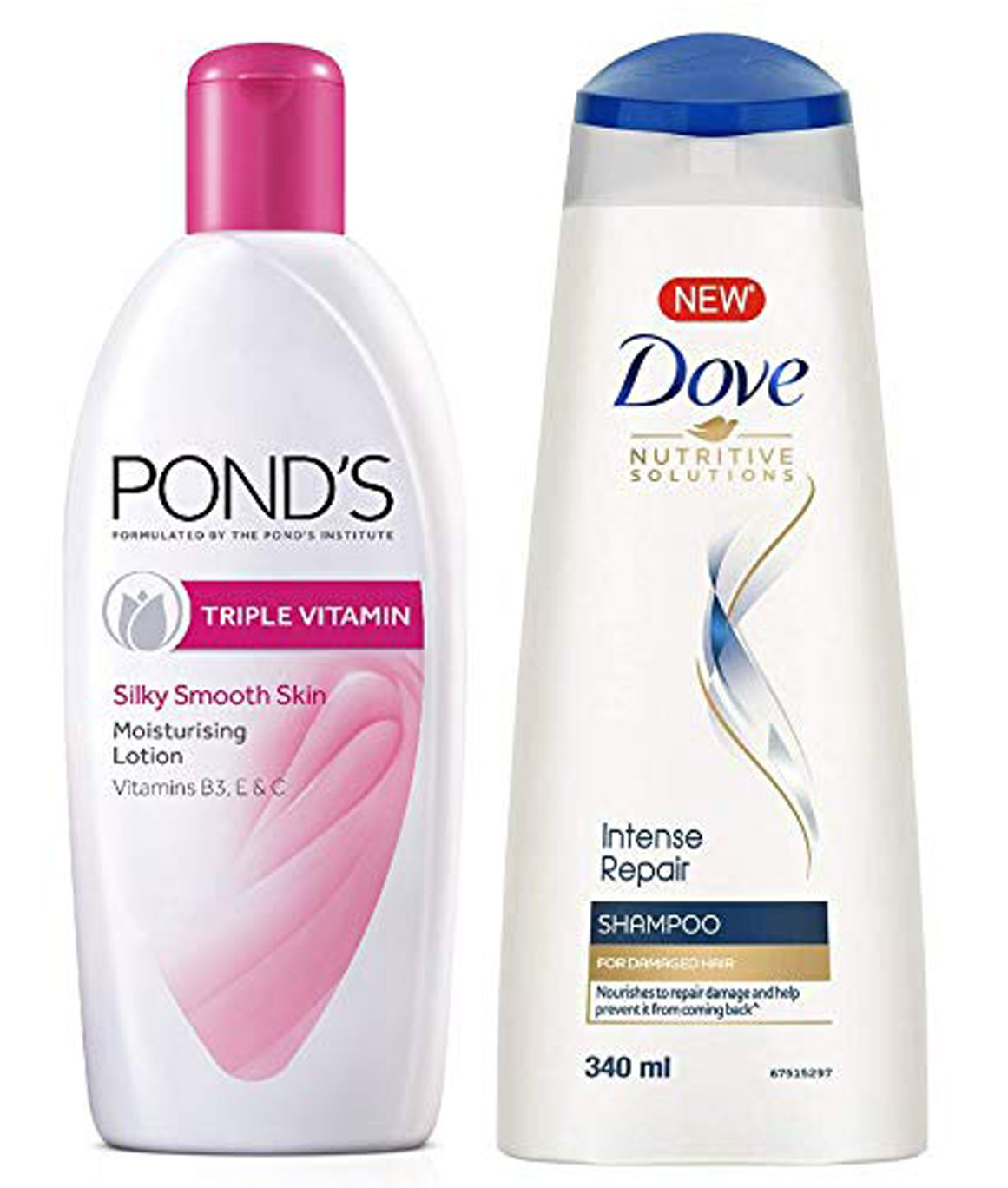 Ponds Triple Vitamin Moisturising Body Lotion, 300ml & Dove Intense Repair Shampoo, 340ml