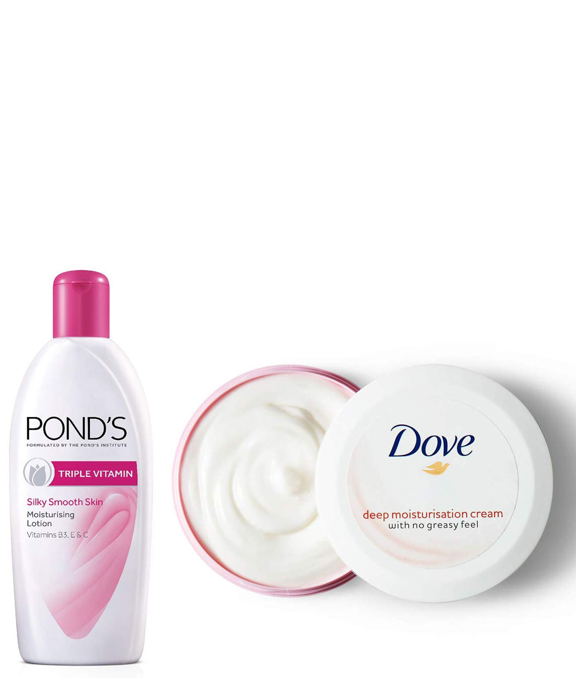 Ponds Triple Vitamin Moisturising Body Lotion, 300ml & Dove Deep Moisturisation Cream, 150ml
