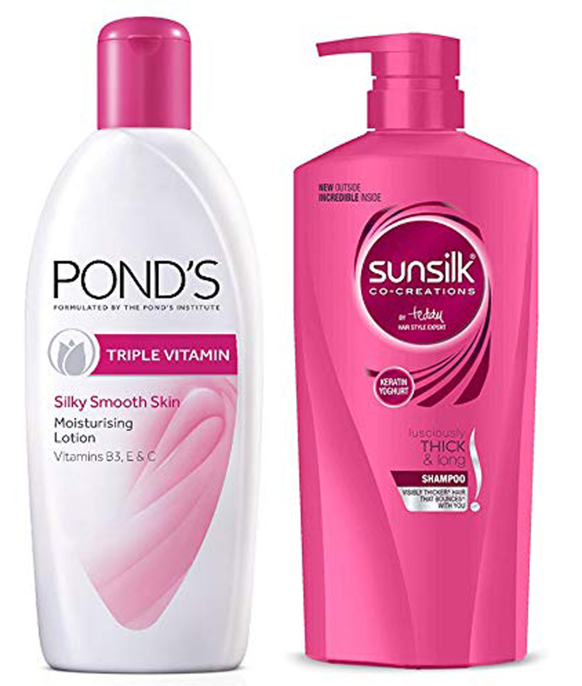 Ponds Triple Vitamin Moisturising Body Lotion, 300ml & Sunsilk Lusciously Thick and Long Shampoo, 650ml
