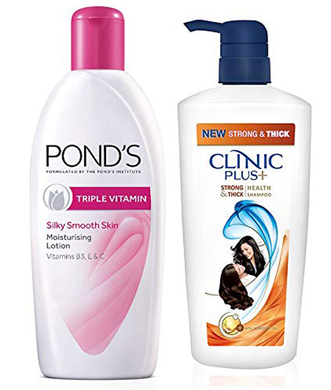 Ponds Triple Vitamin Moisturising Body Lotion, 300ml & Clinic Plus Strong & Extra Thick Shampoo 650 ml