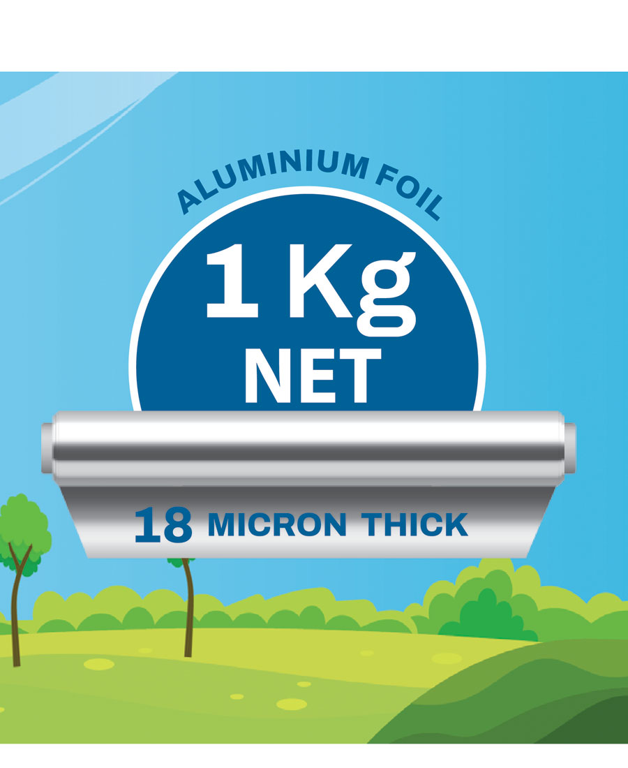AnyDay Fresh Wrap & Roll Disposable Food Wrap Aluminium House Foil, 1kg Net, 60m
