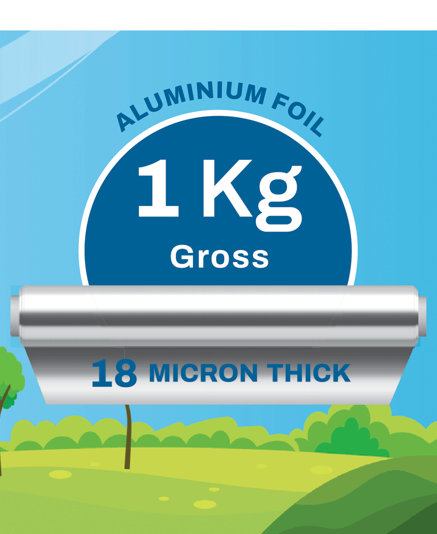 AnyDay Fresh Wrap & Roll Disposable Food Wrap Aluminium House Foil, 1kg GROSS, 55m