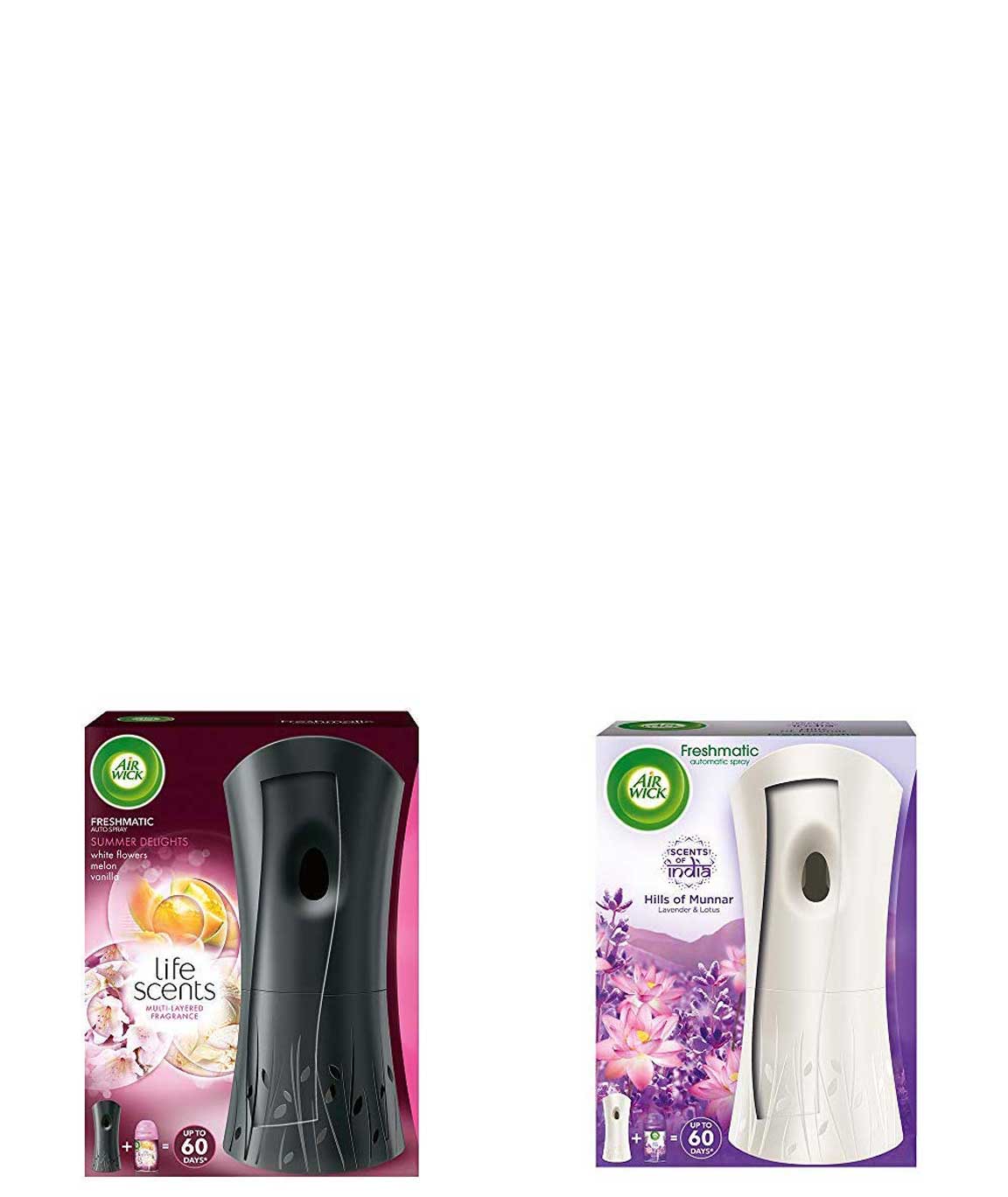 Airwick Freshmatic Complete Kit - Automatic Air Freshener - Summer Delights (250 ml) & Freshmatic Air Freshener Complete Kit - 250 ml (Hills of Munnar) Combo