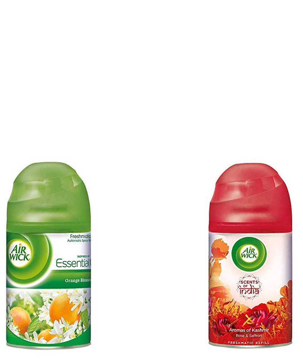 Airwick Freshmatic Refill - Orange Blossom - 250 ml & `Scents of India` Freshmatic Air Freshner Refill, Aromas of Kashmir - 250 ml Combo