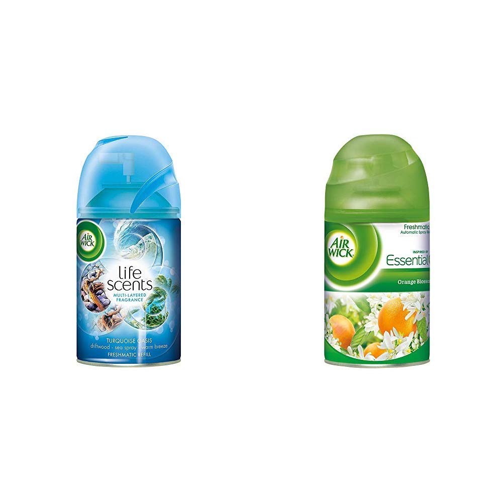 Airwick Freshmatic Refill Life Scents Turquoise Oasis - 250 ml & Freshmatic Refill - Orange Blossom - 250 ml Combo