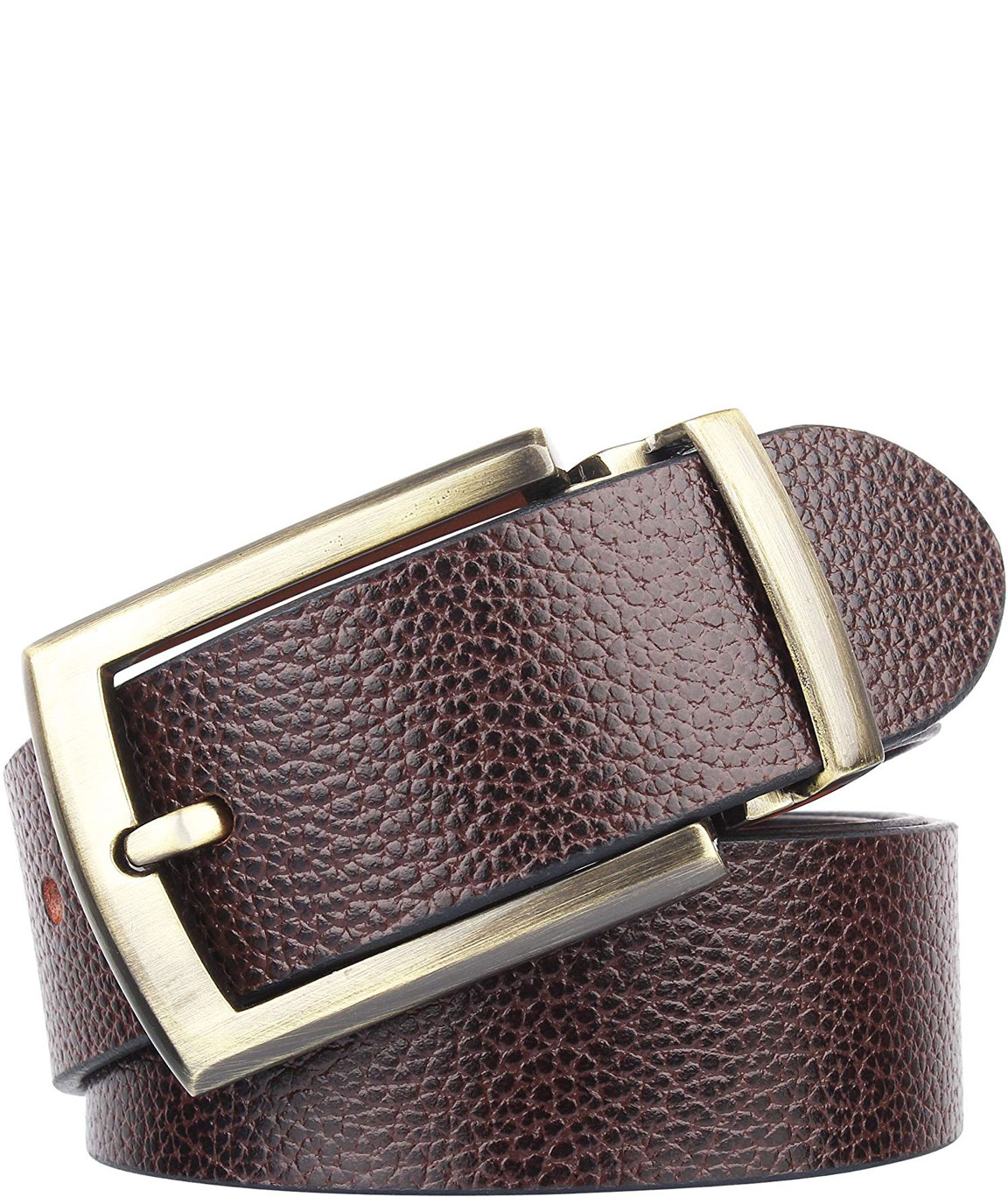 Alfami Mens Genuine Leather Belt, Brown Colour, Antique Golden Buckle, All Sizes, LC Pattern