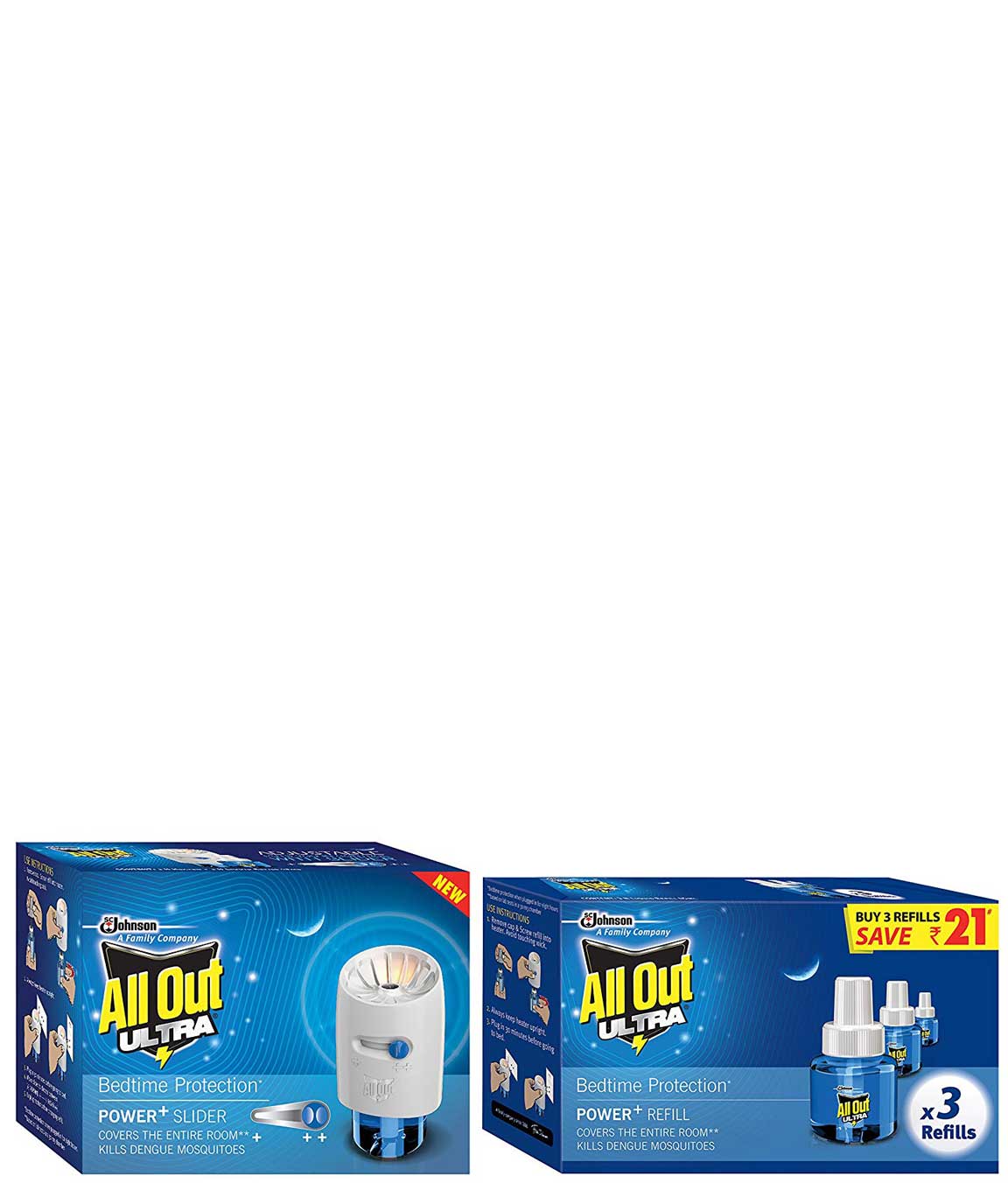 All Out Adjustable Liquid Electric with Power Slider Machine and Ultra Triple Refill Set, Blue